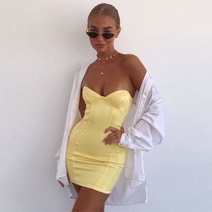 Oh Polly Yellow corset dress size US 4 UK 8!